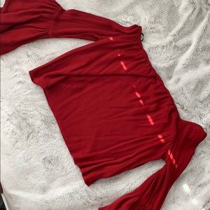 Red flowy off the shoulder top SIZE M